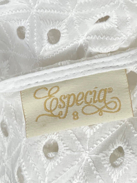 Blusa Especia Encaje Vuelos Blanco-Talla 8