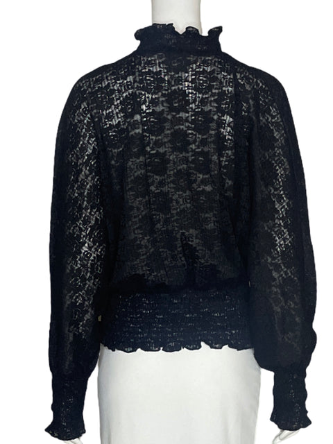 Blusa Zara Encaje Manga Larga Negro-Talla M