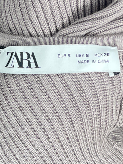 Vestido Zara Acanalado Tiras Gris-Talla S