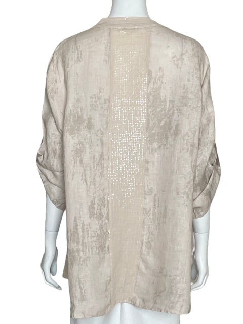 Camisa Vieira Lentejuela Beige-Talla L