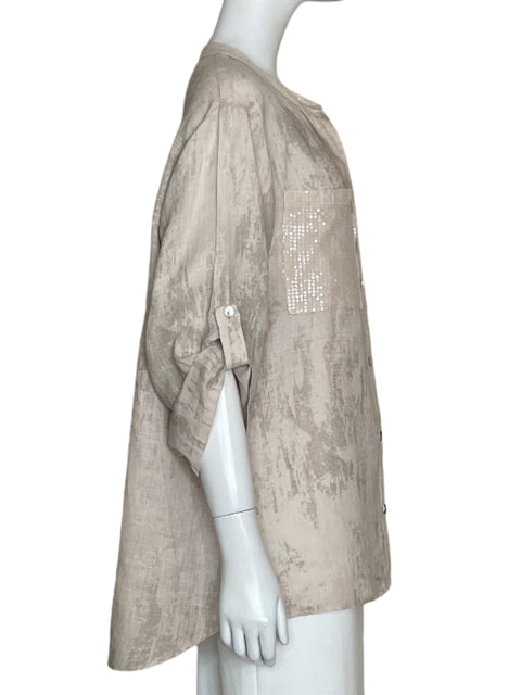Camisa Vieira Lentejuela Beige-Talla L