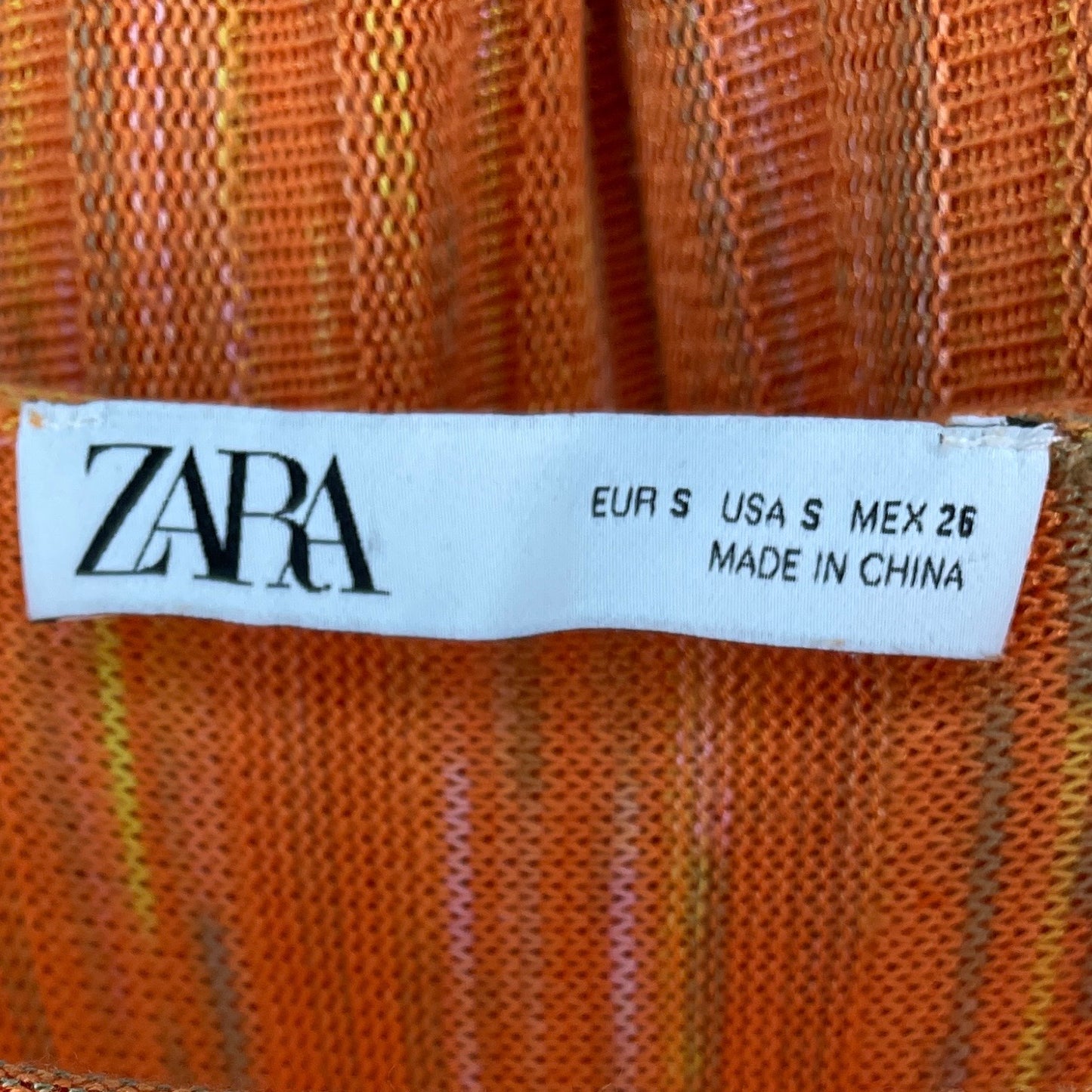 Vestido Zara De Punto Manga Larga Naranja-Talla S
