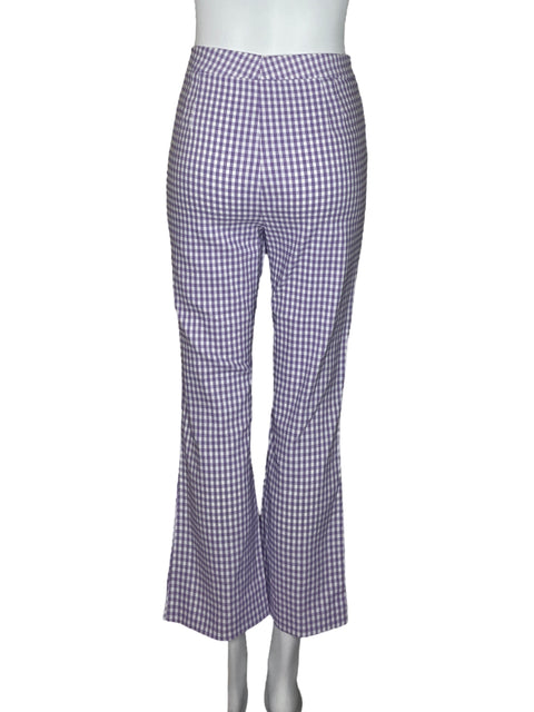 Pantalón MNG Tiro Alto Cuadro Morado-Talla 8