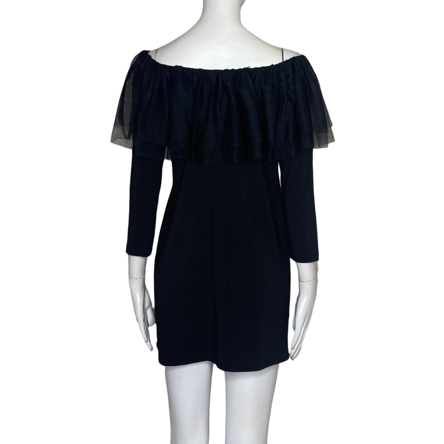 Vestido Via Vai Encaje Hombros Negro-Talla L
