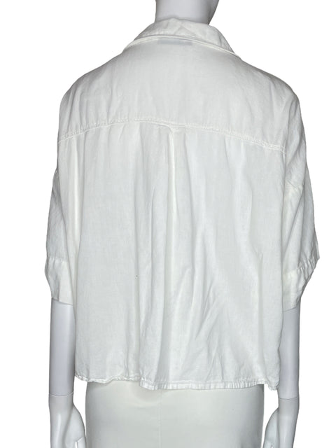 Camisa Zara Cropped Mangas 3/4 Blanco-Talla L