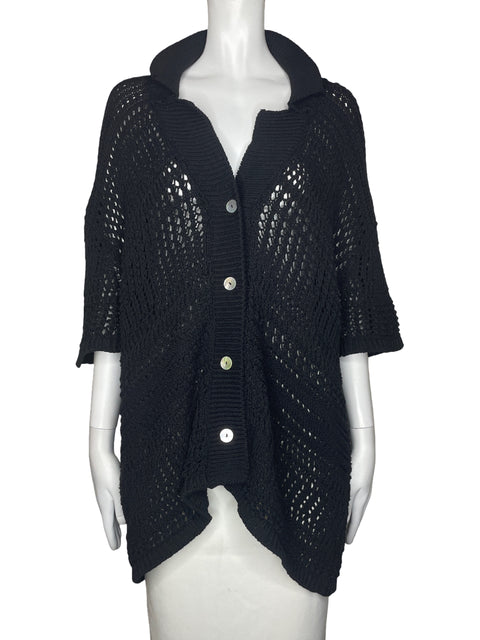Camisa Zara Tejido Botones Negro-Talla L