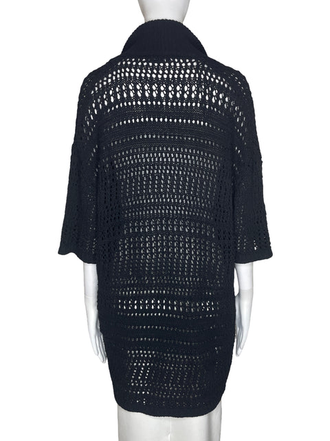 Camisa Zara Tejido Botones Negro-Talla L