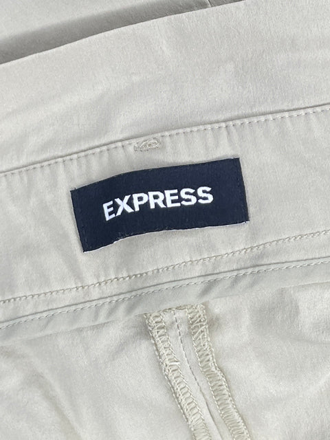 Pantalón Express Paper Bag Wide Leg Beige-Talla 10R
