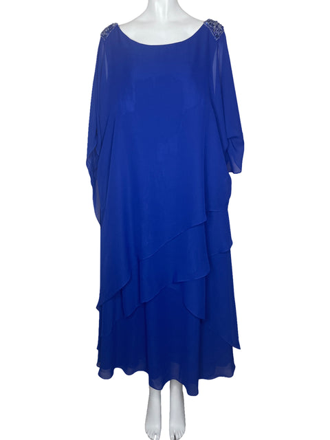 Vestido JJS HOUSE Capa Pedreria Azul-Talla L