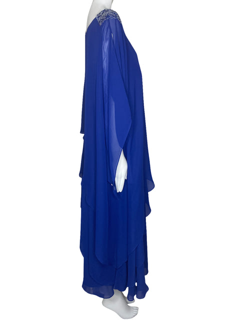 Vestido JJS HOUSE Capa Pedreria Azul-Talla L