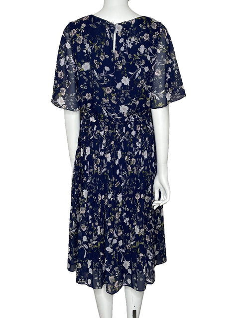 Vestido Sandra Darren Plisado Floral Azul-Talla 12