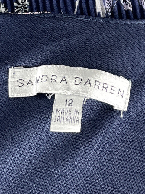 Vestido Sandra Darren Plisado Floral Azul-Talla 12