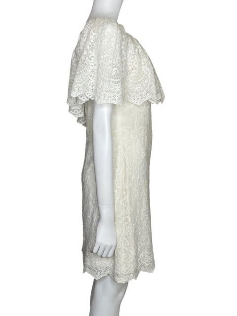 Vestido Ralph Lauren One Shoulder Encaje Blanco-Talla 10