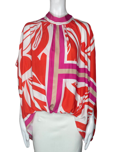 Blusa Tyche Halter Estampado Naranja-Talla M