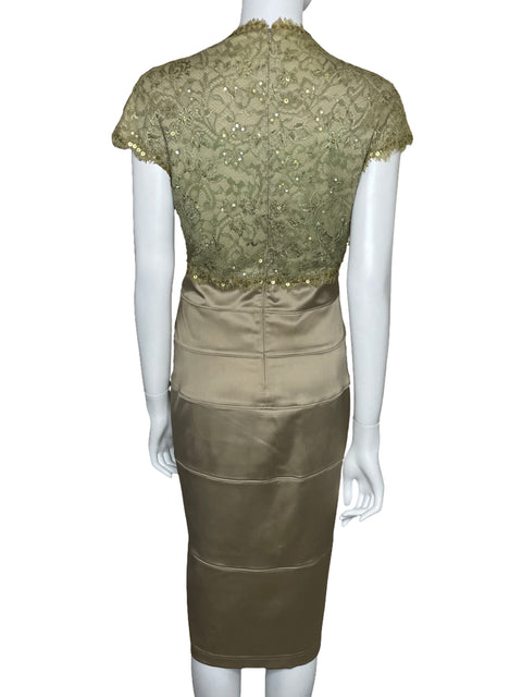 Vestido Tadashi Shoji Lentejuelas Dorado-Talla 12