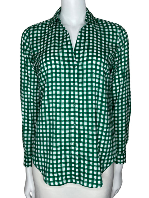 Camisa Ann Taylor Cuadros Manga Larga Verde-Talla XS