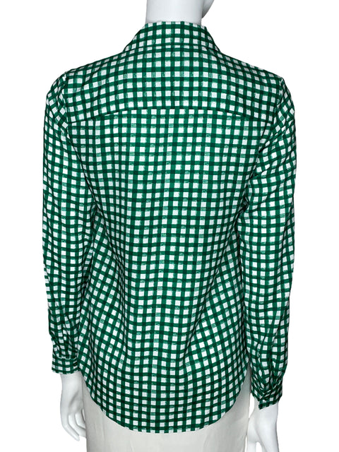 Camisa Ann Taylor Cuadros Manga Larga Verde-Talla XS