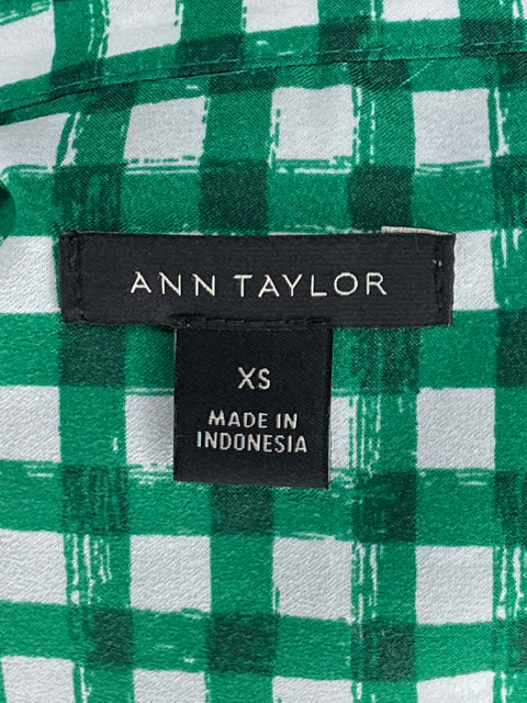 Camisa Ann Taylor Cuadros Manga Larga Verde-Talla XS