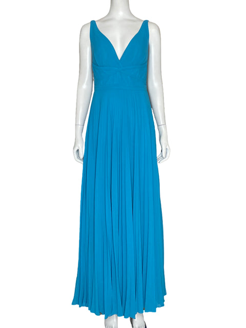 Vestido Laundry By Shelli Segal Plisado Azul - Talla 8P