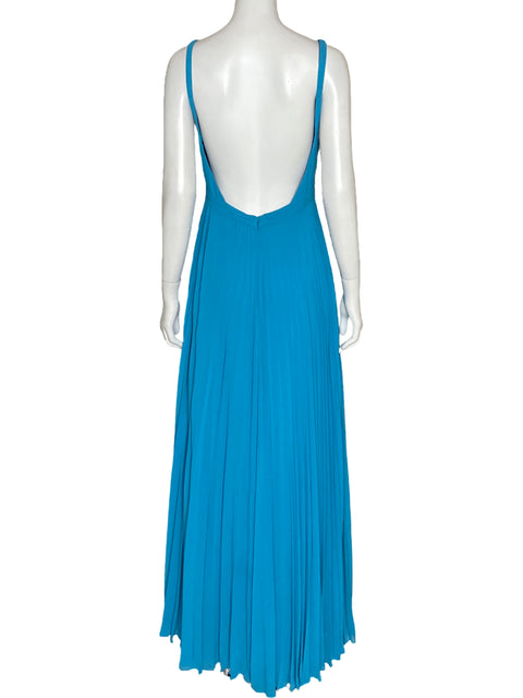 Vestido Laundry By Shelli Segal Plisado Azul - Talla 8P
