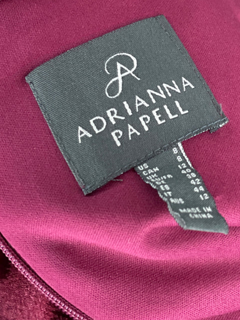 Vestido Adrianna Papell Hombros Descubiertos Rojo Vino - Talla 8