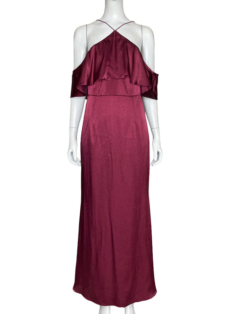 Vestido Adrianna Papell Hombros Descubiertos Rojo Vino - Talla 8