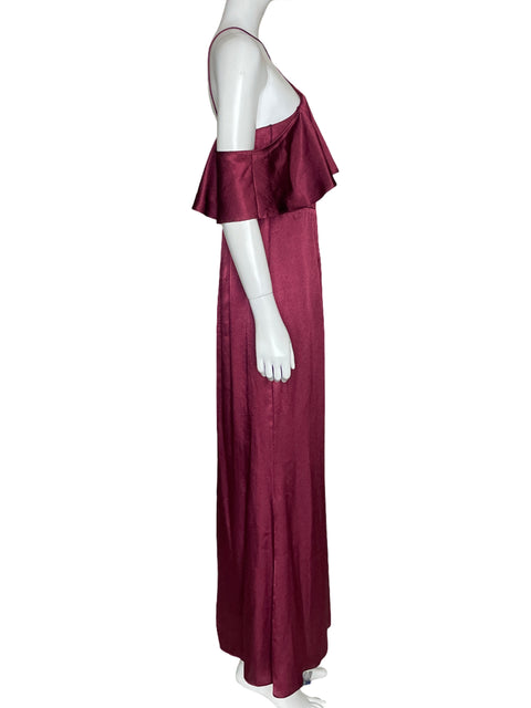 Vestido Adrianna Papell Hombros Descubiertos Rojo Vino - Talla 8
