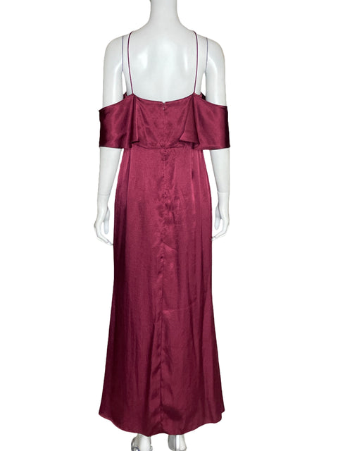 Vestido Adrianna Papell Hombros Descubiertos Rojo Vino - Talla 8