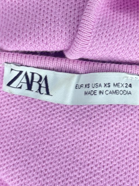 Top Zara Botones Punto Rosado-Talla XS