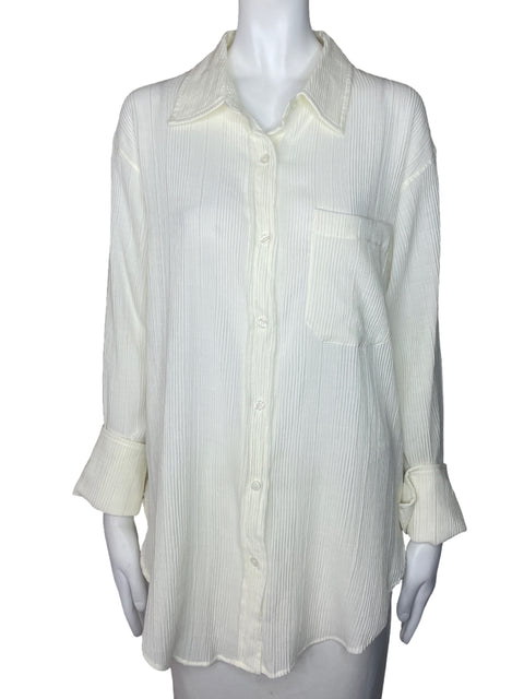 Camisa En Creme Crinkle Bolsillo Blanco-Talla S