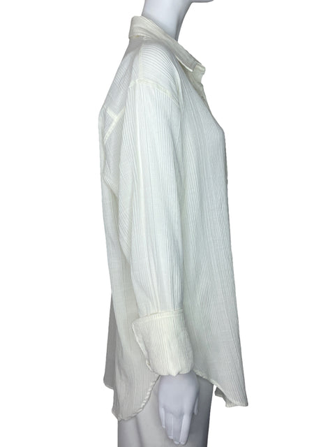 Camisa En Creme Crinkle Bolsillo Blanco-Talla S