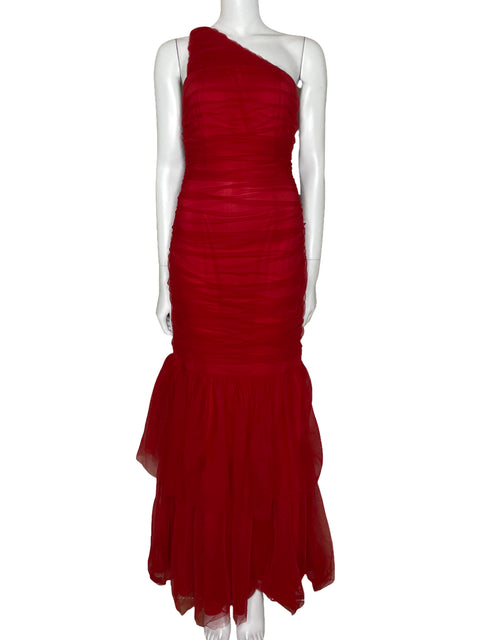 Vestido Tesoro TPS Drapeado One Shoulder Rojo-Talla M