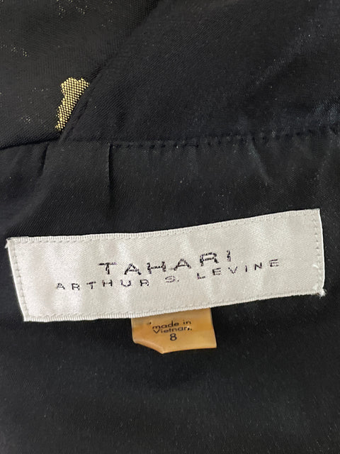 Vestido Tahari Maxi Floral Negro-Talla 8