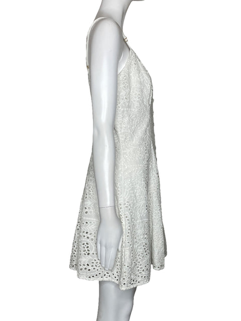 Vestido Studio F Troquelado Botones Blanco-Talla 8