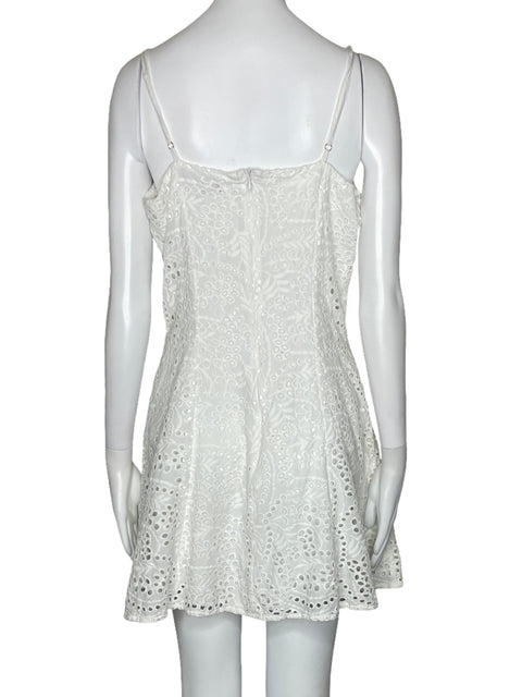 Vestido Studio F Troquelado Botones Blanco-Talla 8