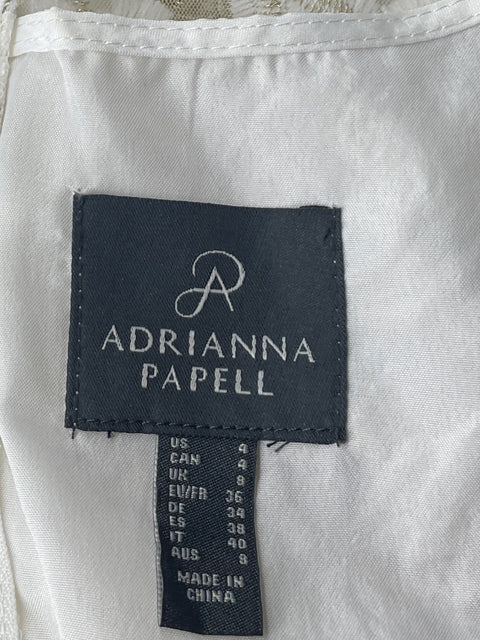 Vestido Adrianna Papell Bordado Midi Blanco-Talla 4