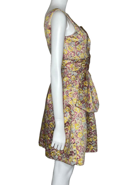 Vestido Zac Posen Cocktail Sin Mangas Amarillo-Talla 7