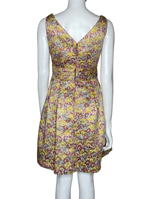 Vestido Zac Posen Cocktail Sin Mangas Amarillo-Talla 7