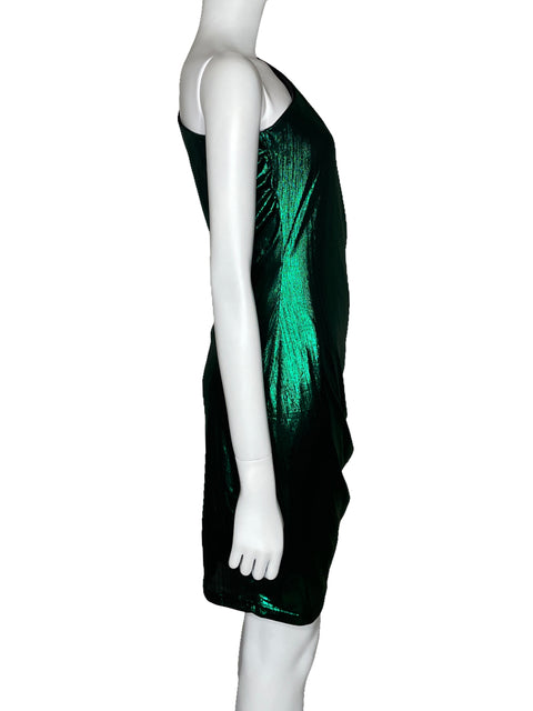 Vestido Grace Karin Metálico One Shoulder Verde-Talla M