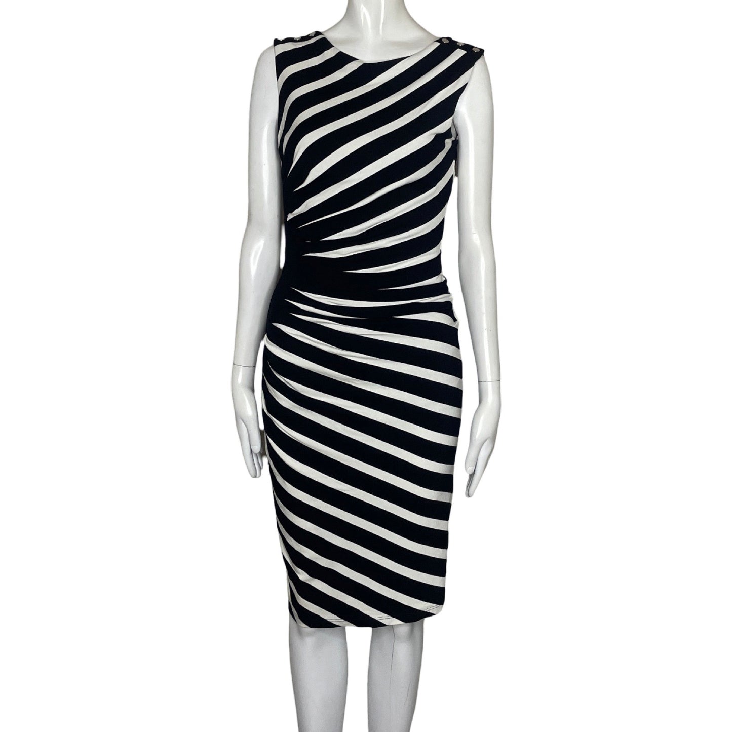 Vestido White House Black Market Rayas Blanco-Talla 2