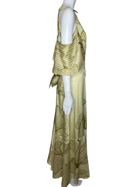 Vestido Felipe De La Pava Halter Cinturon Verde-Talla S