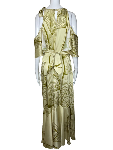 Vestido Felipe De La Pava Halter Cinturon Verde-Talla S