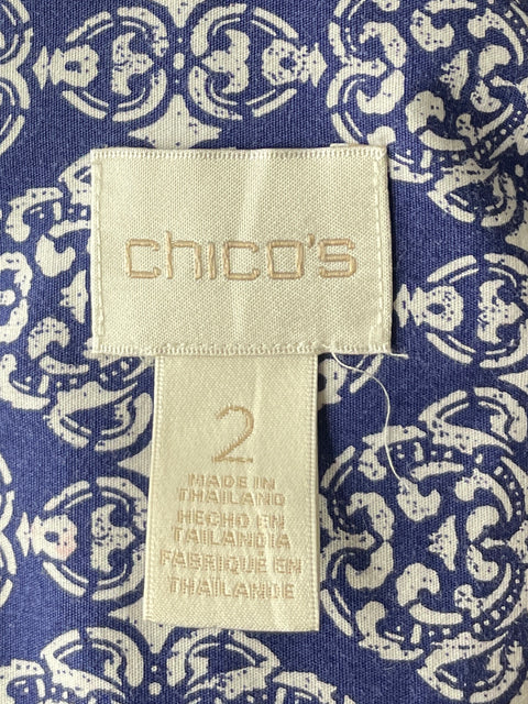 Camisa Chico's Estampada Manga Larga Azul-Talla 2