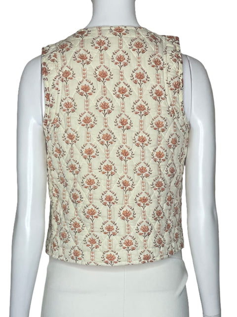 Chaleco Gapra Acolchado Floral Naranja-Talla XS
