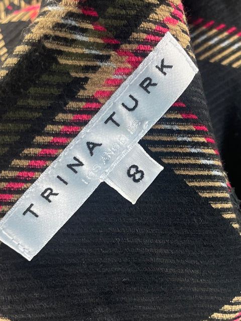 Vestido Trina Turk Cuadros Marrón -Talla 8