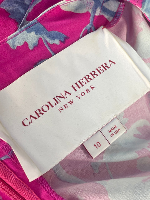 Vestido Carolina Herrera Floral Rosado-Talla 10