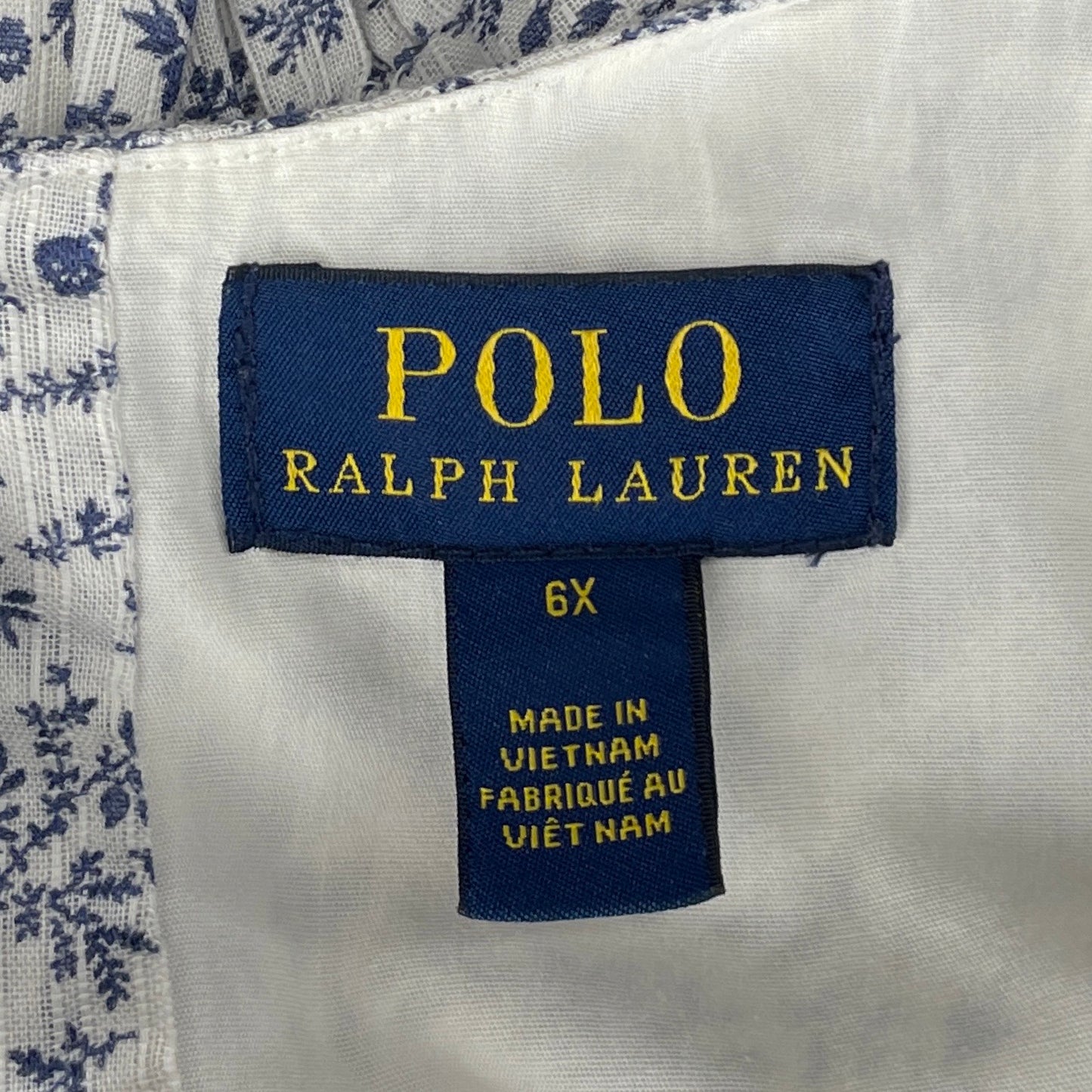 Vestido Ralph Lauren Estampado Bolsillos Blanco-
Talla 6X