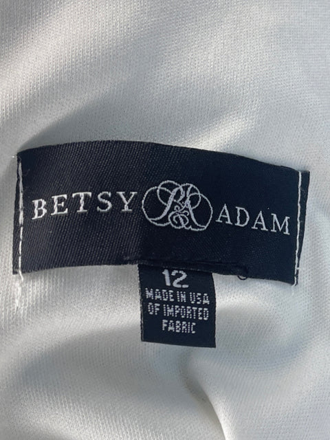Vestido Betsy Adam Lentejuelass Blanco-Talla 12