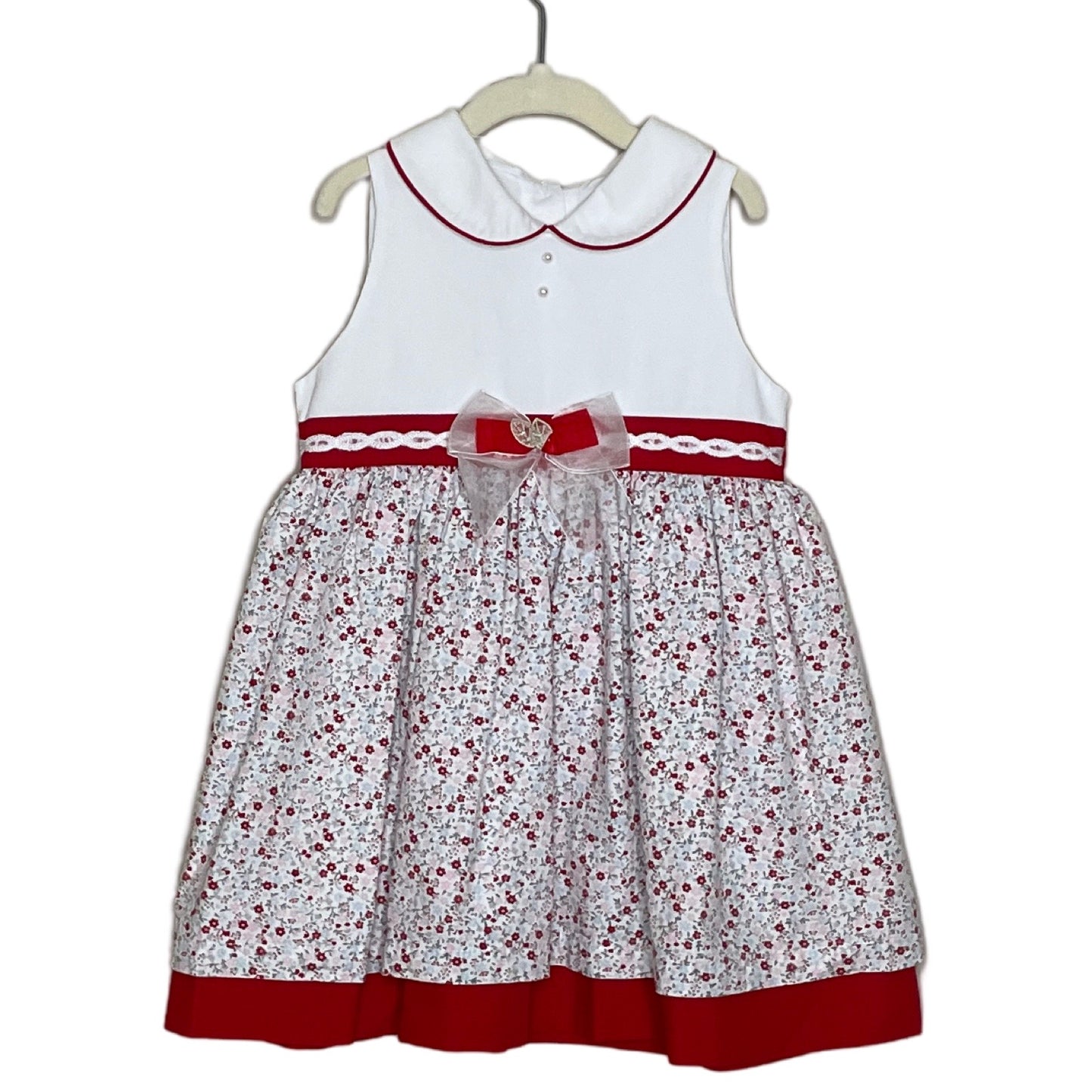 Vestido Chaticos Floral Lazo Blanco-Talla 36M