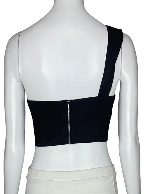 Top Milly One Shoulder Drapeado Negro-Talla S